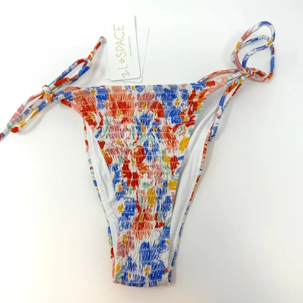 L*SPACE Aubree String Bikini Bottom In Floral Flowers Forever Size Small New